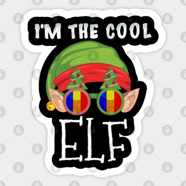 Christmas  I'm The Cool Romanian Elf - Gift for Romanian From Romania Sticker by Country Flags